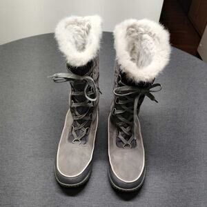 Sorel Women's Waterproof Winter Boots Size 11 Faux Fur Lined Grey Insulated